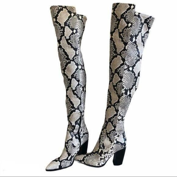 Vince Camuto Cottara Over the Knee Snakeskin Boots US 6 EU 36.5 - Picture 5 of 10